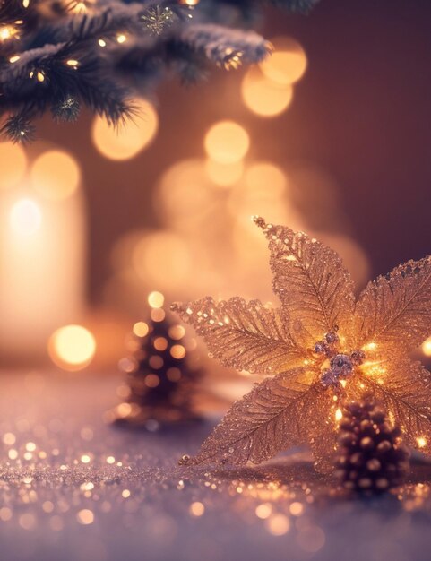 Close up of beautifully christmas tree on cozy blurred background wallpaper 8k