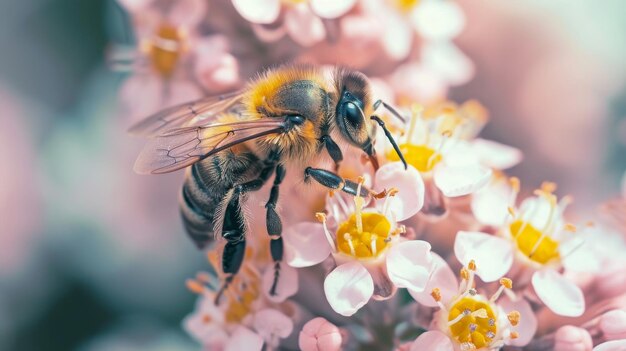 花 の 上 に いる 蜂 の 近く の 映像