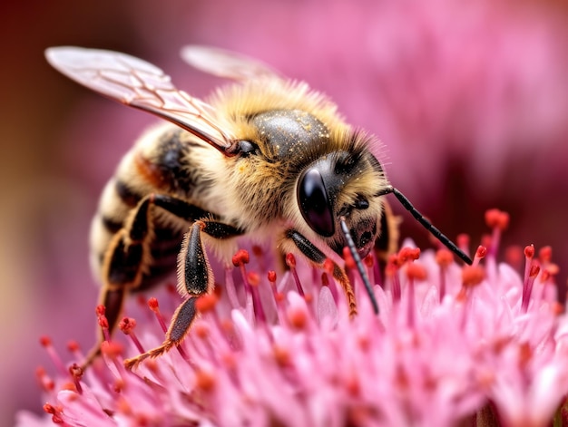 close up of a bee on a flower