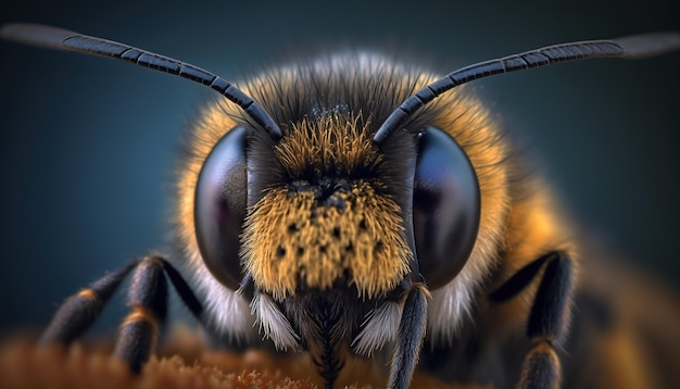 A close up of a bee's eyes