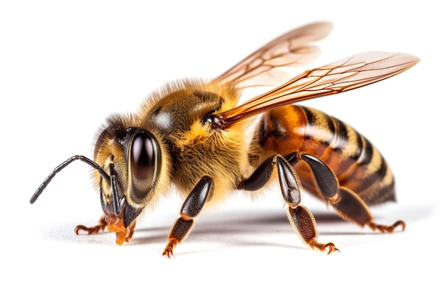 A close up of a bee on a white surface generative ai image