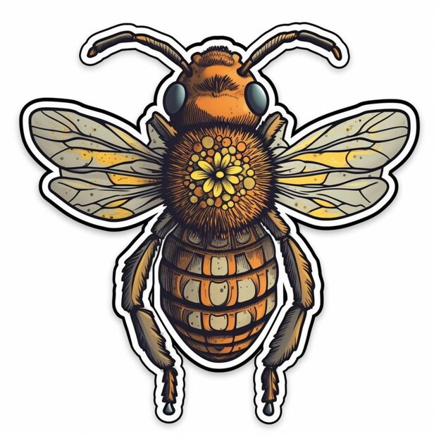 Крупный план пчелы с цветком на голове, генеративный ИИ