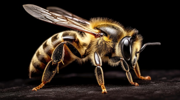 a close up of a bee