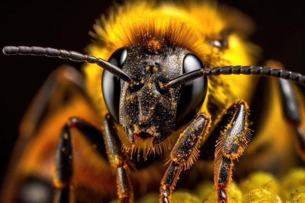 a close up of a bee