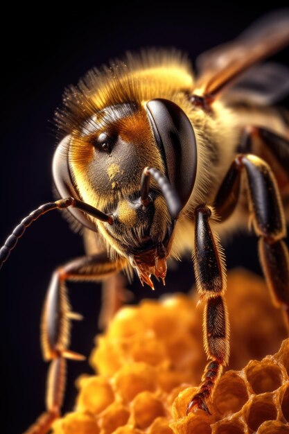 Photo a close up of a bee