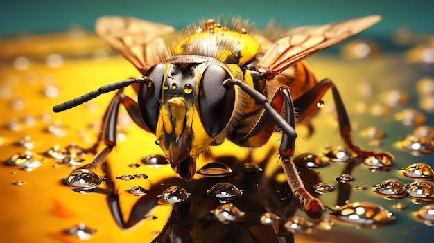 A close up of a bee