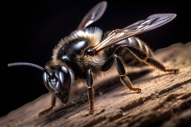 Photo a close up of a bee