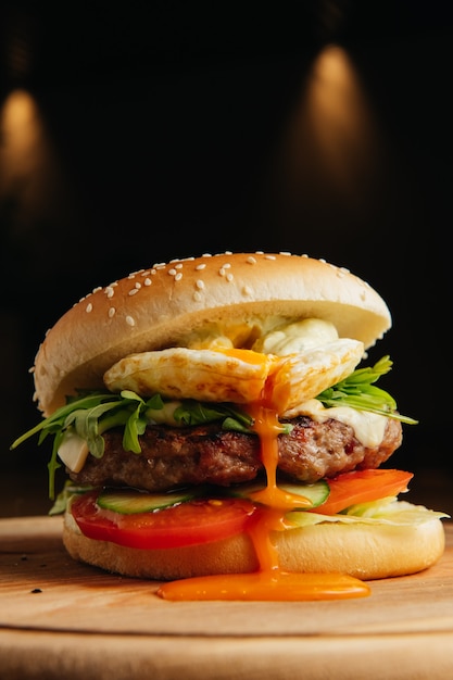 Close-up of beef burger