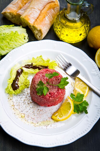 Close up of beef tartar