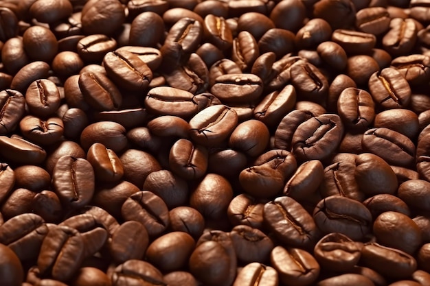 Close-up beeld van donker gebrande koffiebonen