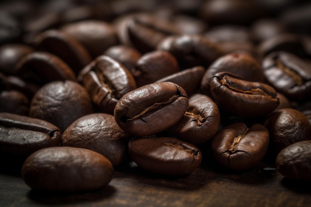 Close-up beeld van donkere gebrande koffieboon