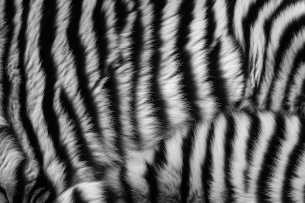 Close-up beeld van een gestreepte vacht zebra39s in zwart-wit generatieve AI