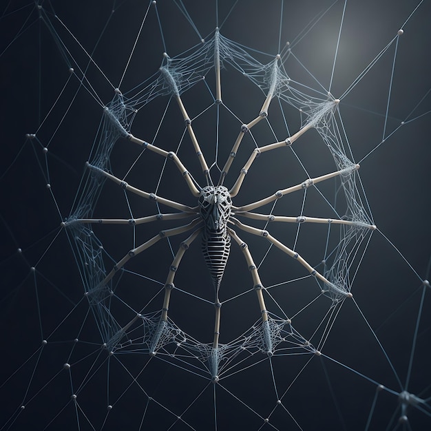 Close-up beeld van een spin in een web Generatieve AI