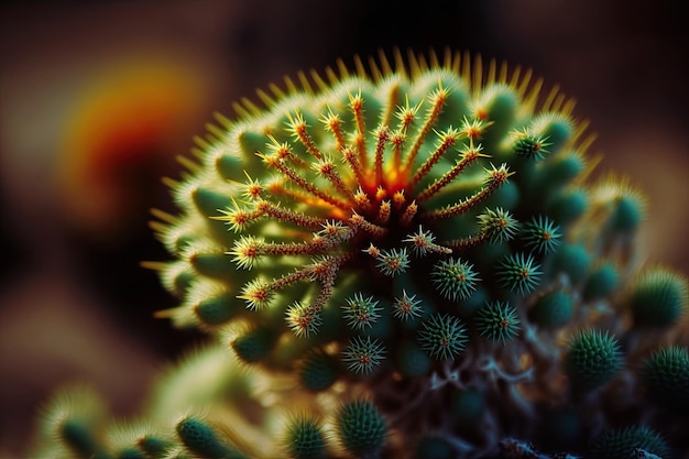 Close-up beeld van een weelderige cactusplant met talloze groene bladeren Generatieve AI