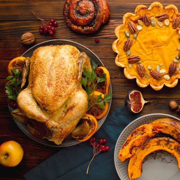 Close-up beeld van heerlijke thanksgiving kalkoen