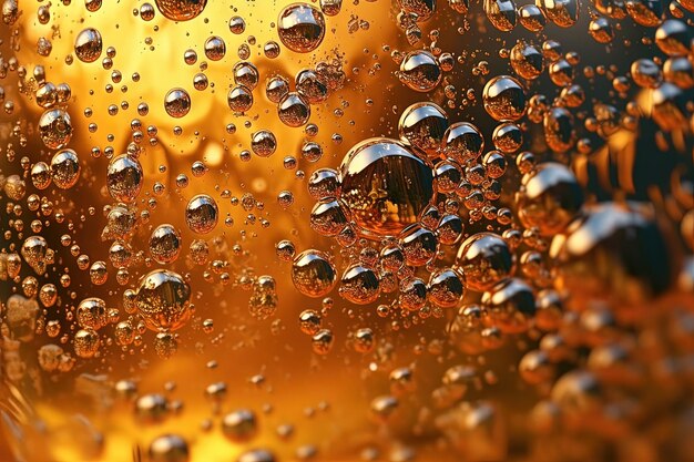 Close up of beer bubbles illustration generative ai