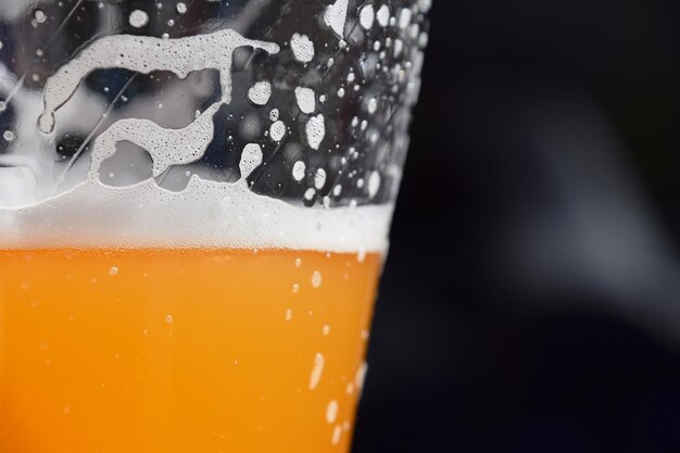 Photo close-up of beer glass against black background