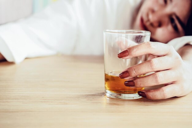 Close-up of beer glass on table