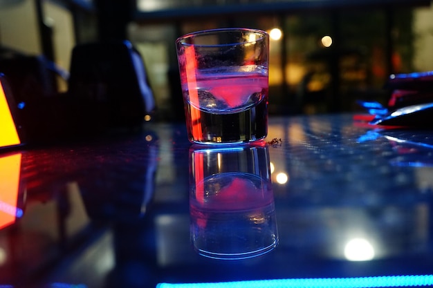 Close-up of beer in glass on table