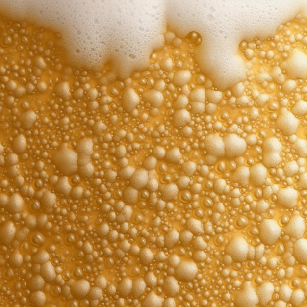 Photo a close up of a beer glass with bubbles and foam generative ai