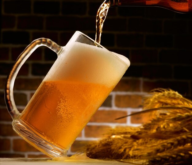 Close-up of beer in glass