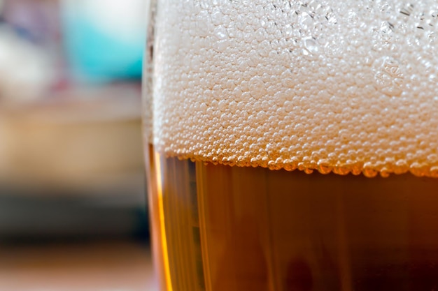 ビールグラスのクローズアップ