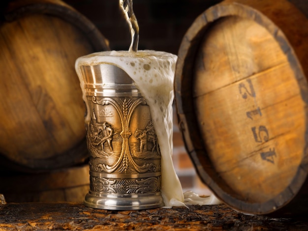 Close-up of beer on table