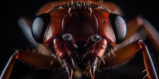 A close up of a beetle's eyes