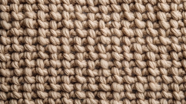 A close up of a beige knitted carpet.