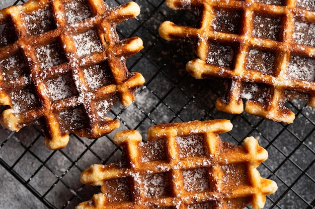 close-up belgian waffles