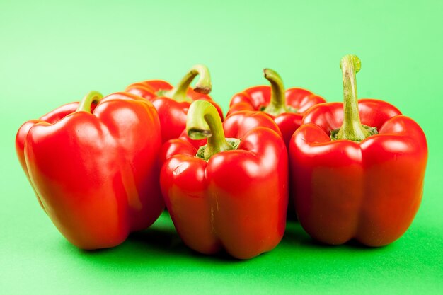 Close-up of bell peppers against white background