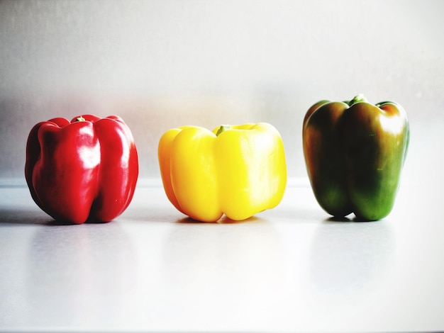 Close-up of bell peppers on table