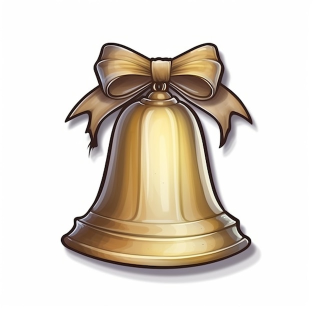 Photo a close up of a bell with a bow on it generative ai