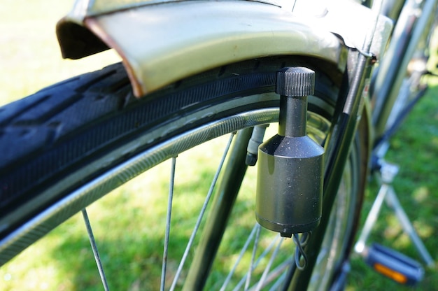 Close-up of a bicycle dynamo