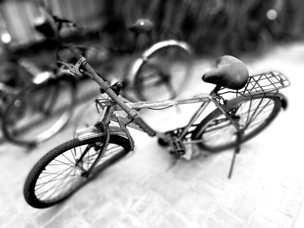 Close-up of bicycle parked