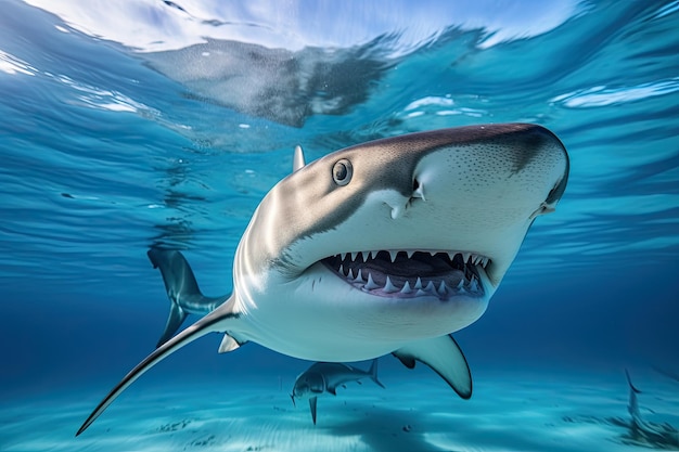 Close up of a big white shark in the sea