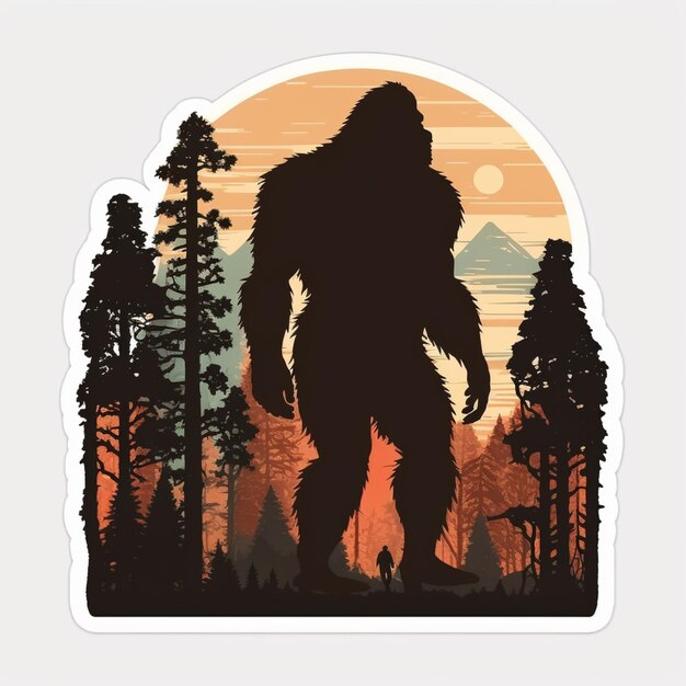 Photo a close up of a bigfoot standing in the woods generative ai