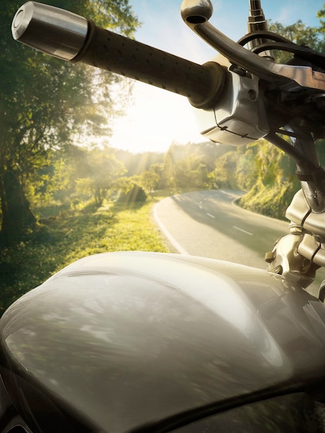 Photo close up bike at roadside