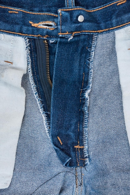 Close-up binnenkant van jeans textuur met pocketjeans denim textuur en backgroundJeans of back