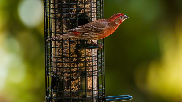 Close-up of bird perching on feeder