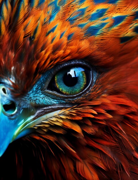 a close up of a bird of prey with a blue beak generative ai