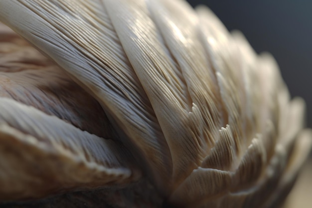 A close up of a bird's feathers