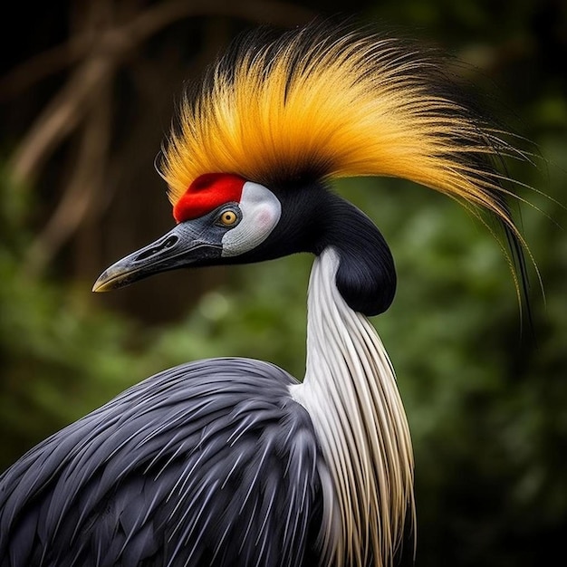 a close up of a bird with a red head