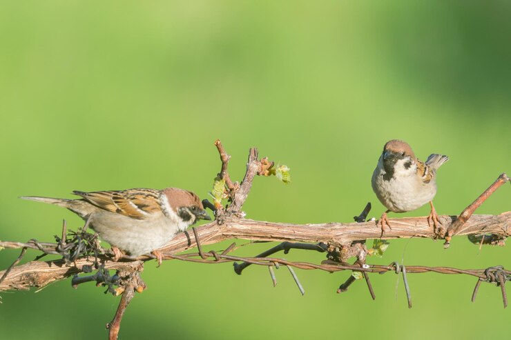 Photo 植物 に 座っ て いる 鳥 の クローズアップ