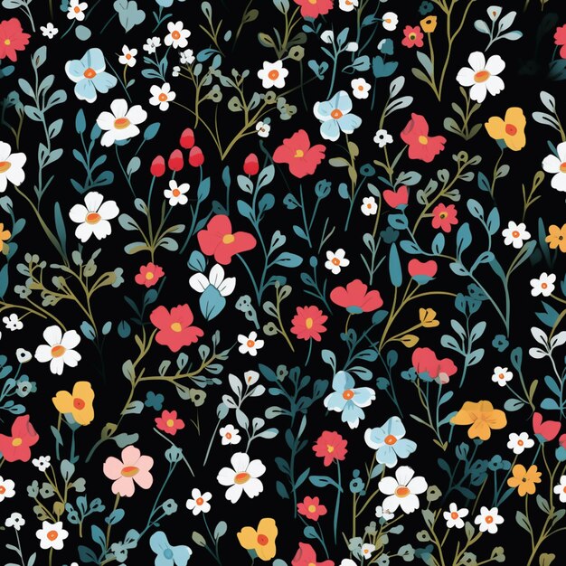 A close up of a black background with a bunch of flowers generative ai