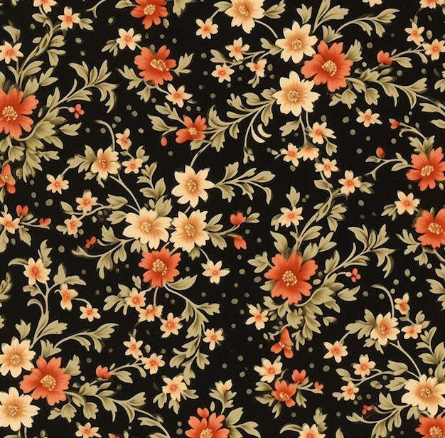 A close up of a black background with a floral pattern generative ai