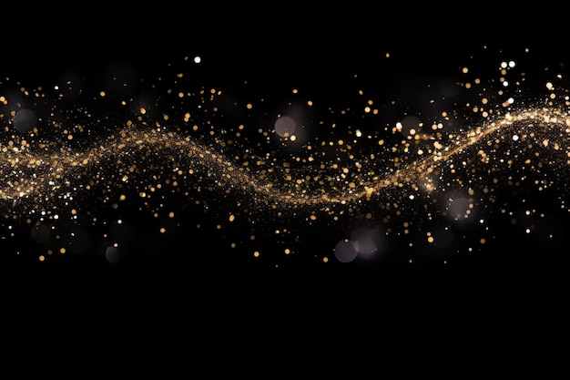 a close up of a black background with gold glitter and stars generative ai