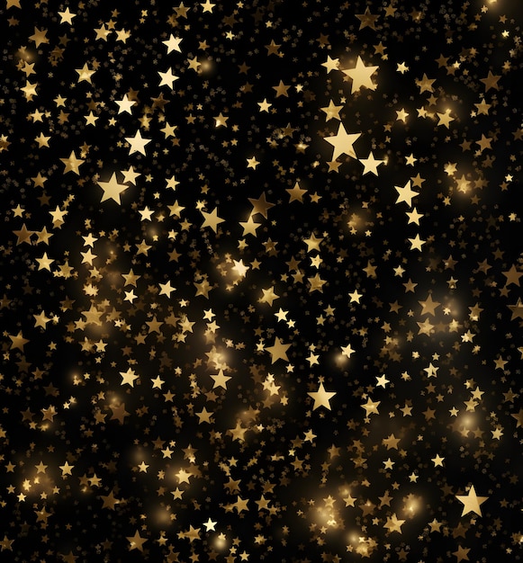 Photo a close up of a black background with gold stars generative ai