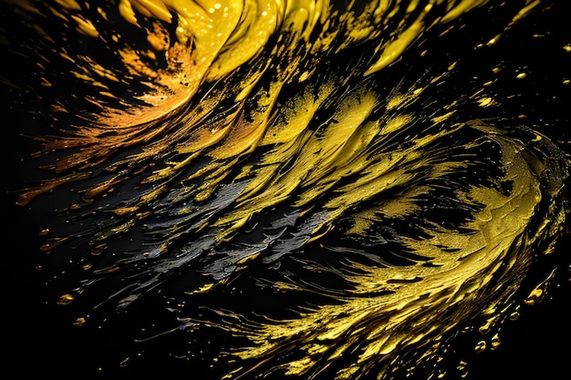 A close up of a black background with yellow and orange swirls.