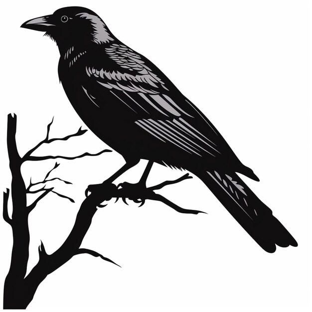 a close up of a black bird sitting on a branch generative ai